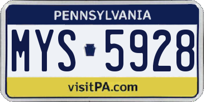 PA license plate MYS5928