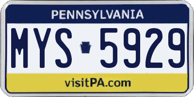 PA license plate MYS5929