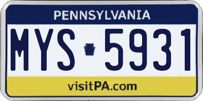PA license plate MYS5931
