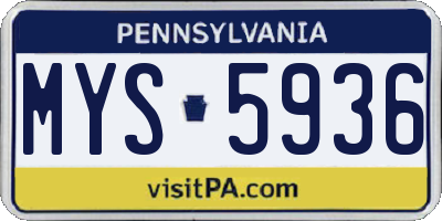 PA license plate MYS5936