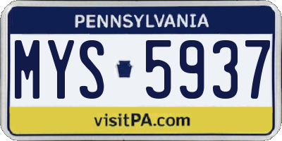 PA license plate MYS5937