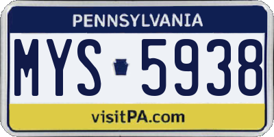 PA license plate MYS5938