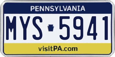 PA license plate MYS5941