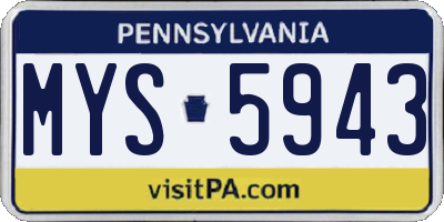 PA license plate MYS5943