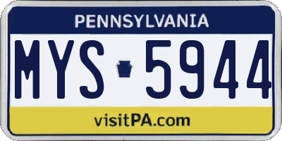 PA license plate MYS5944
