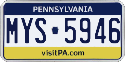PA license plate MYS5946