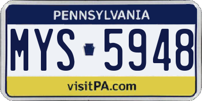 PA license plate MYS5948