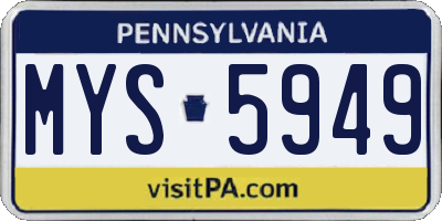 PA license plate MYS5949