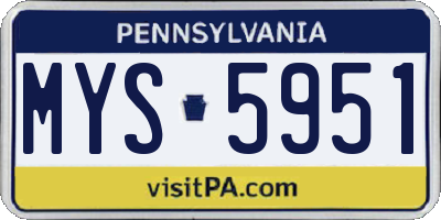 PA license plate MYS5951