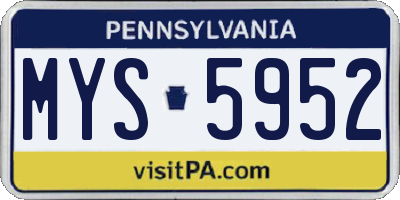 PA license plate MYS5952