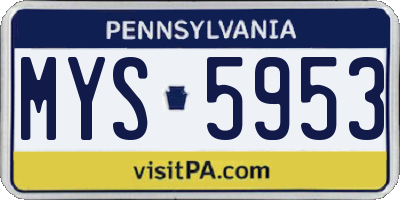 PA license plate MYS5953