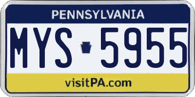 PA license plate MYS5955