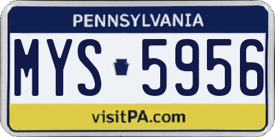 PA license plate MYS5956