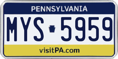 PA license plate MYS5959