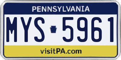 PA license plate MYS5961