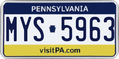 PA license plate MYS5963
