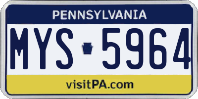 PA license plate MYS5964