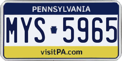 PA license plate MYS5965