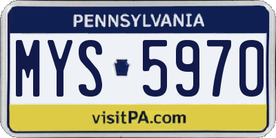 PA license plate MYS5970