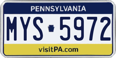 PA license plate MYS5972