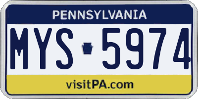 PA license plate MYS5974