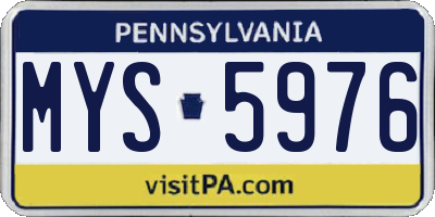 PA license plate MYS5976