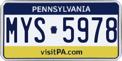 PA license plate MYS5978