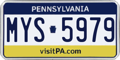 PA license plate MYS5979