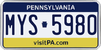 PA license plate MYS5980