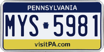 PA license plate MYS5981