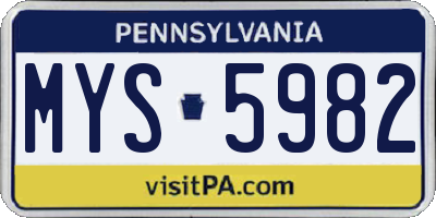 PA license plate MYS5982