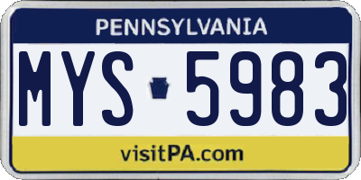 PA license plate MYS5983