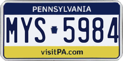 PA license plate MYS5984