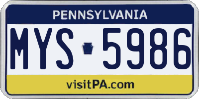 PA license plate MYS5986