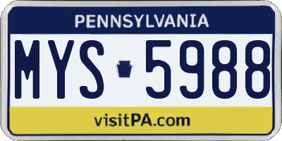 PA license plate MYS5988