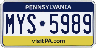 PA license plate MYS5989