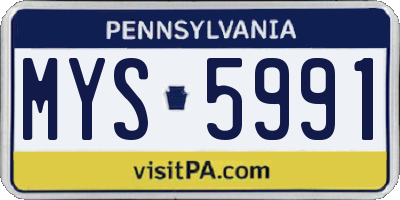 PA license plate MYS5991
