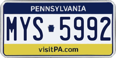 PA license plate MYS5992