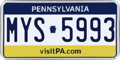 PA license plate MYS5993
