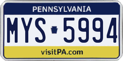 PA license plate MYS5994