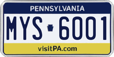 PA license plate MYS6001