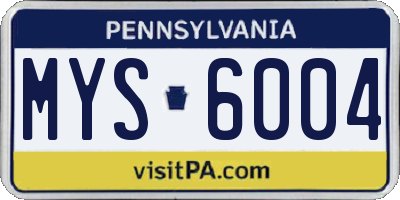 PA license plate MYS6004