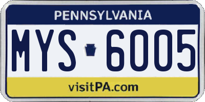 PA license plate MYS6005