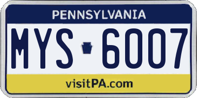PA license plate MYS6007