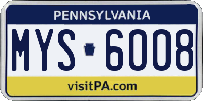 PA license plate MYS6008