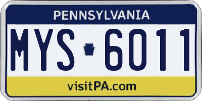 PA license plate MYS6011
