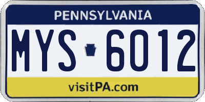 PA license plate MYS6012