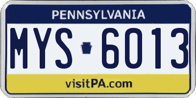 PA license plate MYS6013