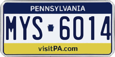 PA license plate MYS6014