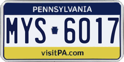PA license plate MYS6017
